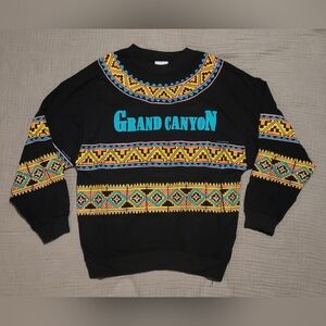 ​Vintage 1990 Grand Canyon Neon Aztec Sweatshirt - Size Large